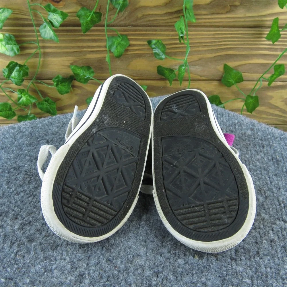 Converse Girls Sneaker Shoes Gray Fabric Lace‎ Up Size T 7 Medium